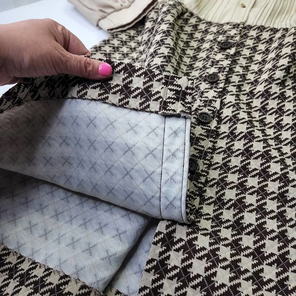 Vintage 1960s Plaza South Polyester Houndstooth Brown Dress Size Small - Picture 11 of 12